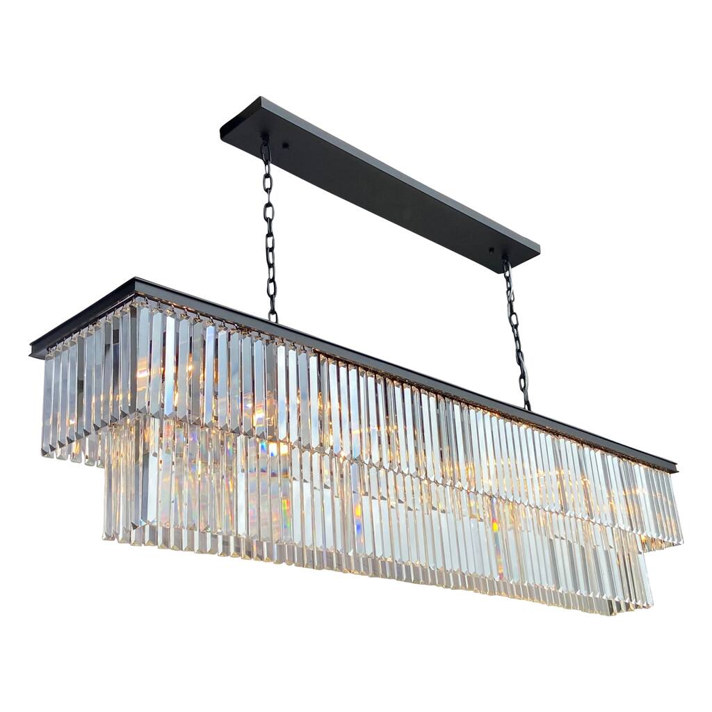 D Angelo 70 Inch Clear Glass Crystal Prism 24 Light Chandelier