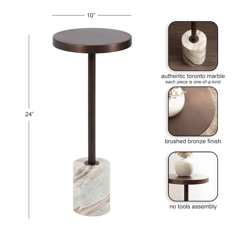 Kate and Laurel Hescott Metal and Marble Pedestal Table