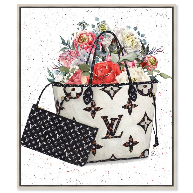 Floral Summer Bag Canvas by Art Remedy - Silver - 30" x 36"