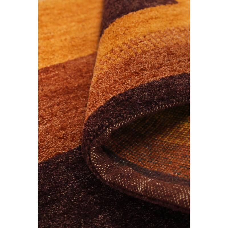 Hand Knotted Oriental 100% Wool Carpet Modern Geometric Oranges & Rust Gabbeh Area Rug - 6' 0'' X 3' 9''