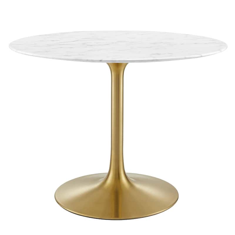 Lippa 40" Mid-century Dining Table With Round Artificial Marble Top