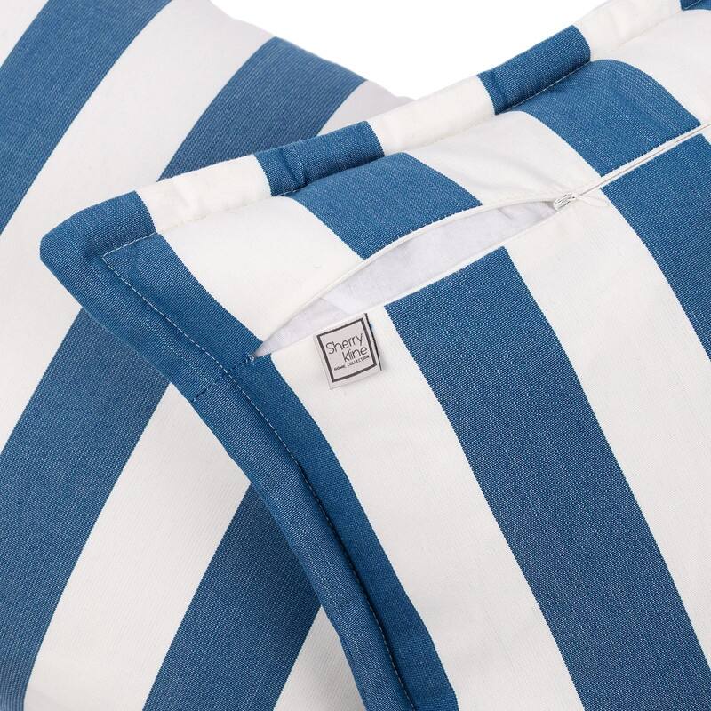 Sherry Kline Indoor/Outdoor Cabana Stripe 20" Flanged Filled Pillow Set of 2