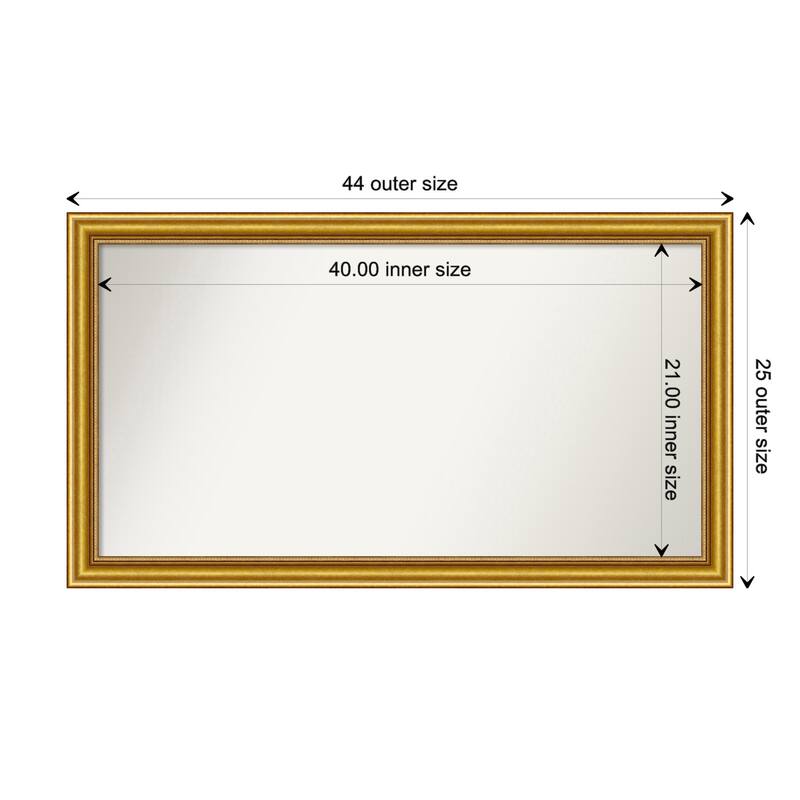 Townhouse Gold Framed Non-Beveled Custom Wall Mirror, Bathroom Vanity Mirror - Outer Size: 43.75 x 24.75