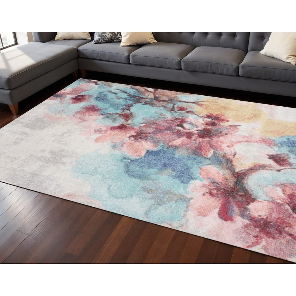 HomeRoots Floral Modern Rectangle Area Rug