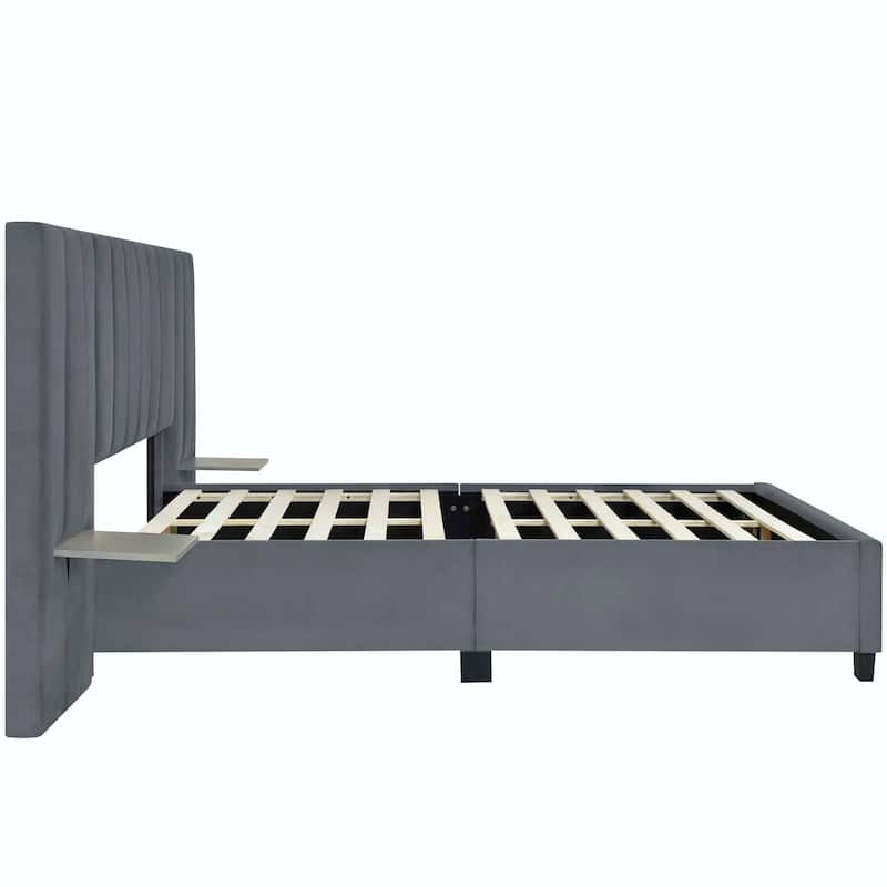 Upholstered Platform Bed with Big Headboard