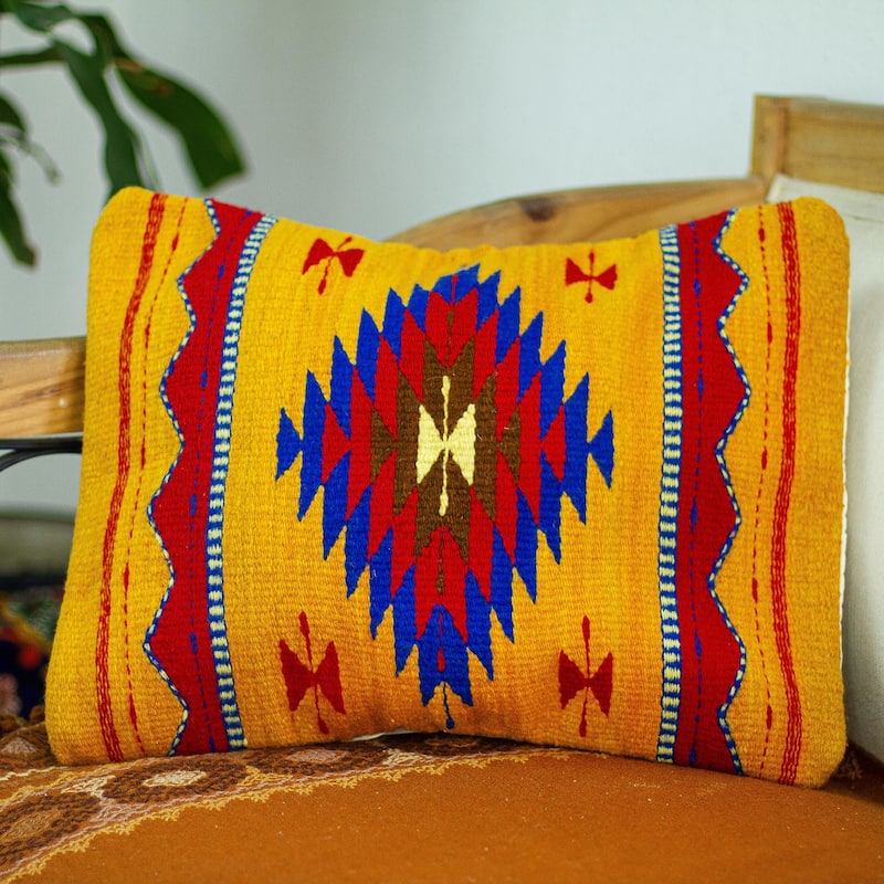 Novica Handmade Diamond Tradition Wool Cushion Cover
