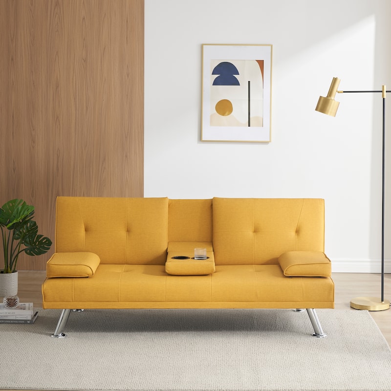 Multifunctional Double Folding Sofa Bed with Cup Holder Loveseat Bed Bath & Beyond 37906122