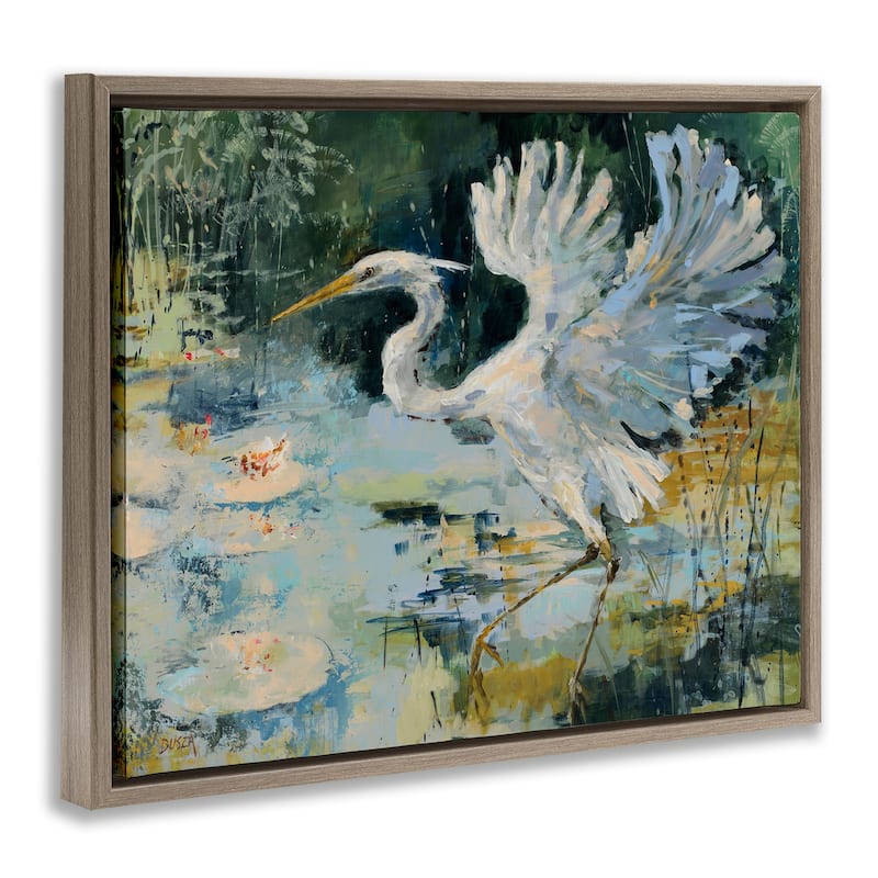 Stupell Heron with Spread Wings Framed Floater Canvas Wall Art Design By Dusza