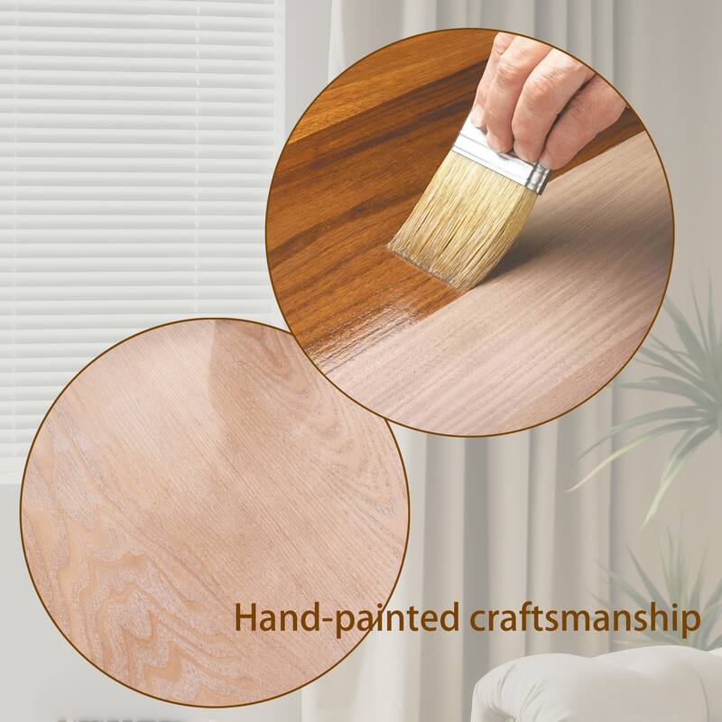 Ornate Rectangular Coffee Table with Carved Base and Natural Wood Top