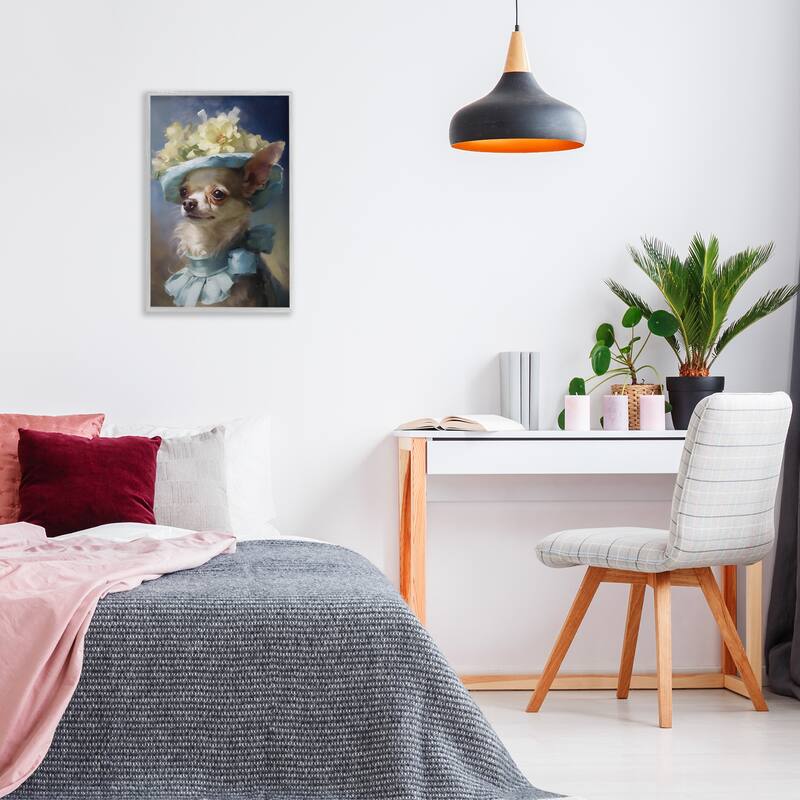 Stupell Dog with Fashionable Hat Framed Giclee Art Design By Wumples