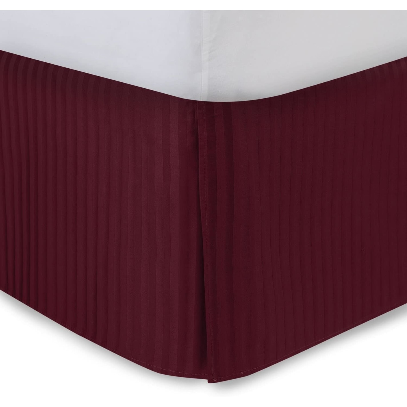 Tailored Bed Skirt, Pleated Sateen Striped Dust Ruffle with Split Corners