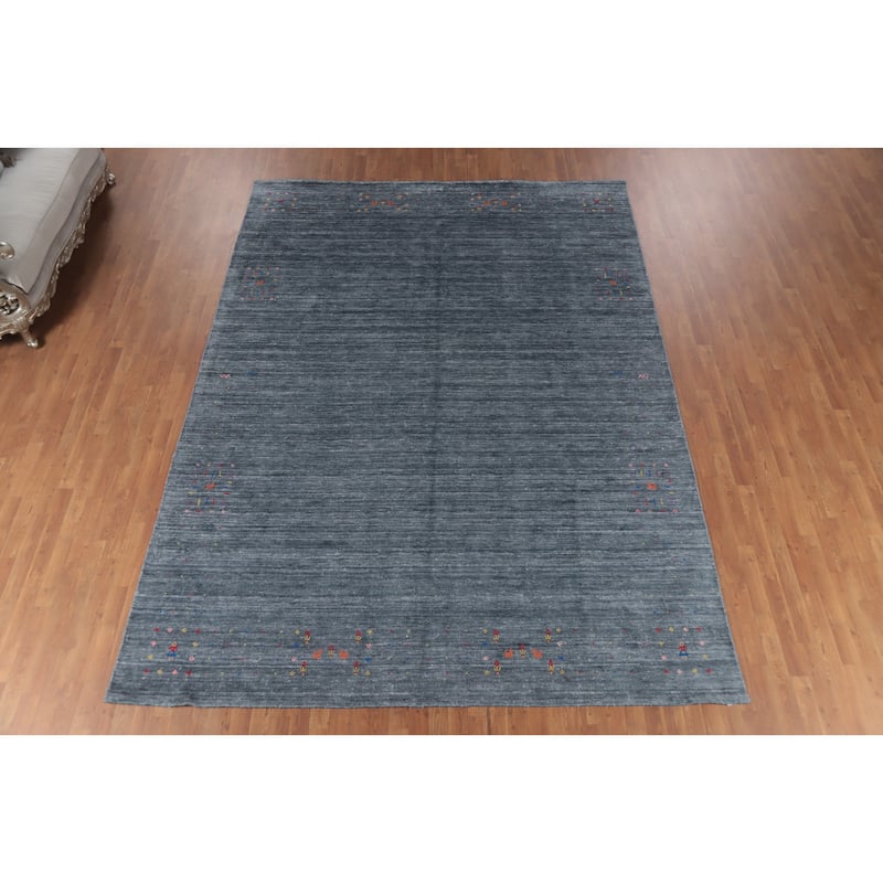Hand Knotted Oriental 100% Wool Carpet Tribal Animal Pictorial Navy Blue & Blues Gabbeh Area Rug - 12' 4'' X 9' 0''