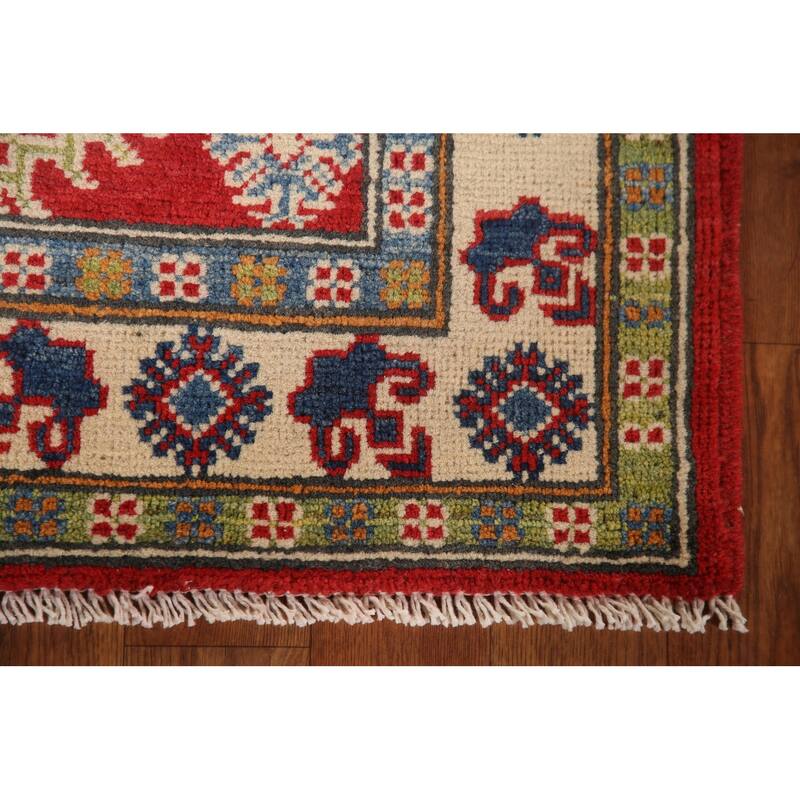 Red Traditional Kazak Accent Rug Hand-Knotted Wool Carpet - 2'9" x 4'1"