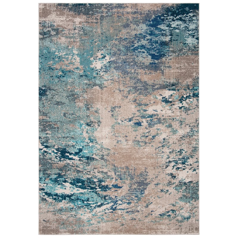 SAFAVIEH Madison Memnuna Modern Abstract Rug - 10' x 14' - Blue/Beige - Rectangle