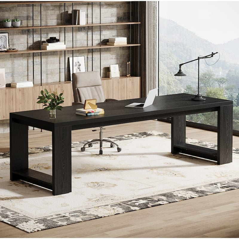86.6 Inch Extra Long Desk Witing Table Large Desk Workstation Desk - Black