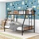 preview thumbnail 2 of 7, Twin over Full Metal Bunk Bed, Heavy Duty Frame with Safety Rail , 2 Side Ladders & Decorative Wood
