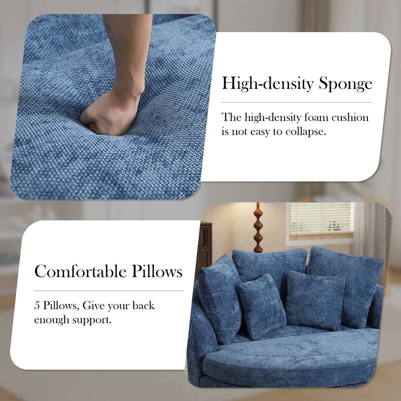 59.8''W Modern Oversized Sofa Chair, Round Accent Barrel Chair With 5 Pillows