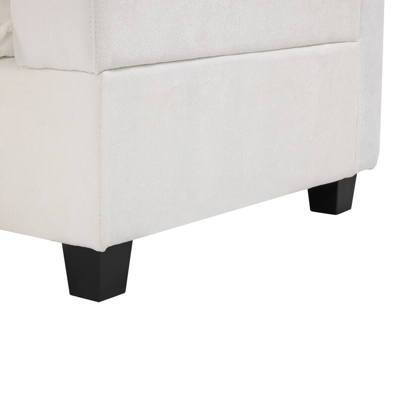90" Chenille U-Shaped Sectional Sofa with Movable Ottoman, Coffee Table with Hidden Charging Devices, and Free Configurations