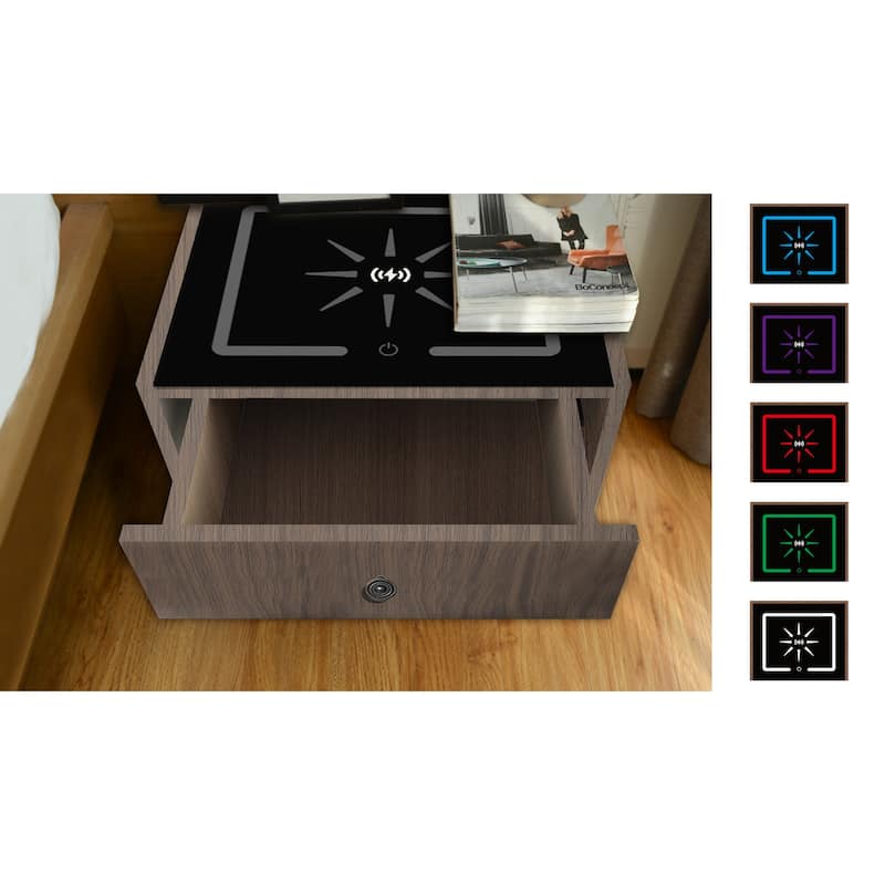 Modern & Contemporary MDF Nightstand with Wireless Charging Station ...