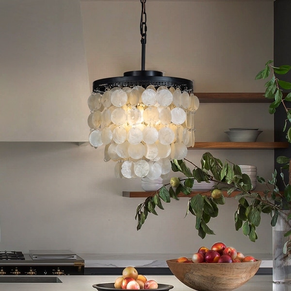 Capiz shell ceiling deals light
