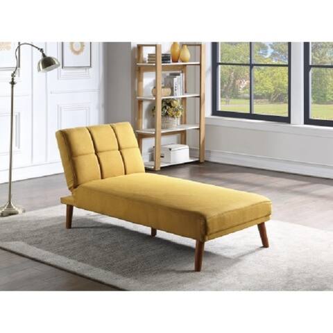 Mustard Polyfiber Adjustable Chaise Bed Living Room Solid wood Legs Tufted Comfort Couch