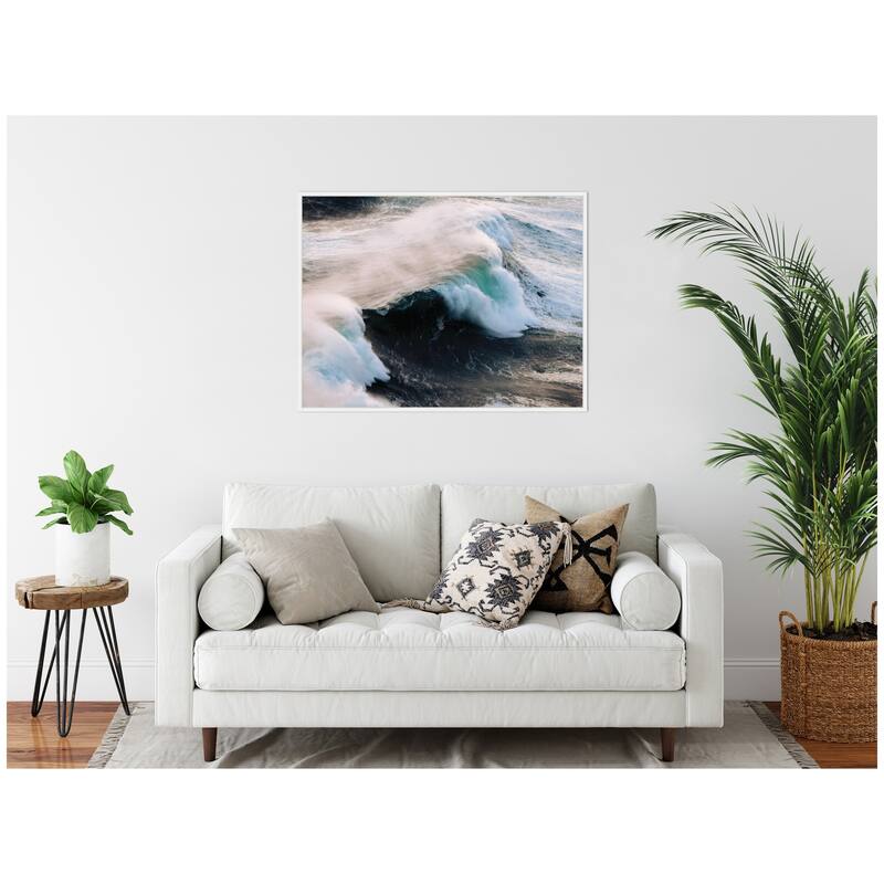 Kate and Laurel Sylvie Crashing Waves on the Portuguese Coast Framed Canvas by Michael Schauer
