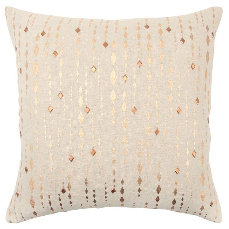 Rizzy Home Ivory and Metallic Hand crafted Striped Throw Pillow - Down - Gold