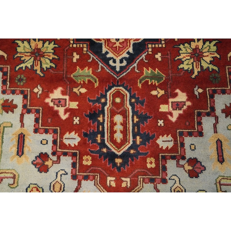 Hand Knotted Oriental 100% Wool Carpet Traditional Medallion Oranges & Rust Heriz (serapi) Area Rug - 14' 1'' X 9' 10''