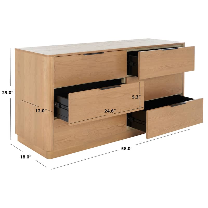 SAFAVIEH Couture Oliviera 6 Drawer Wood Dresser