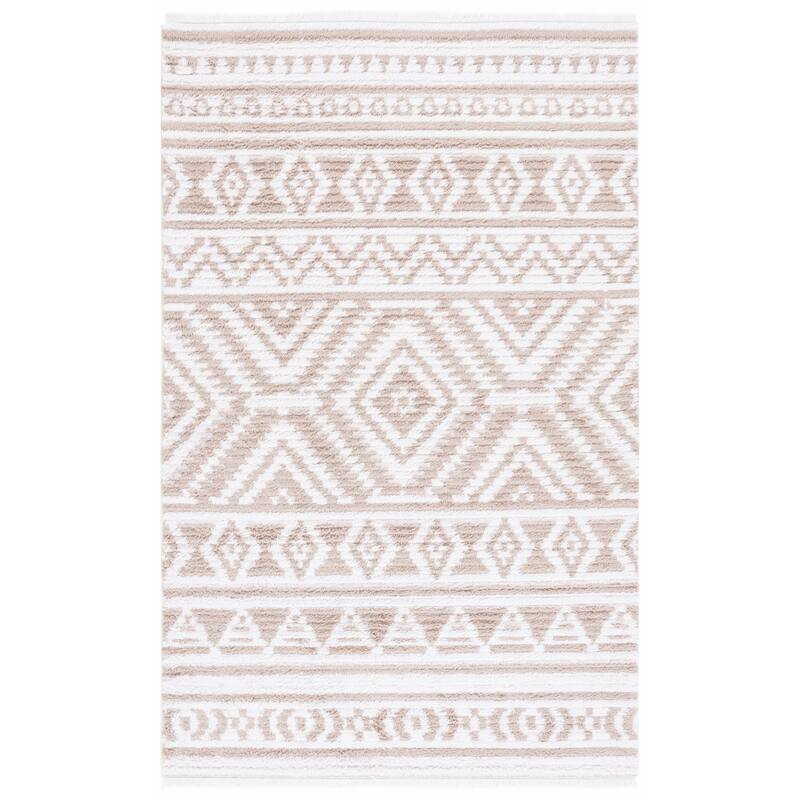 SAFAVIEH Augustine Sumiko Rustic Moroccan Fringe Rug - 6'4" Square - Beige/Ivory