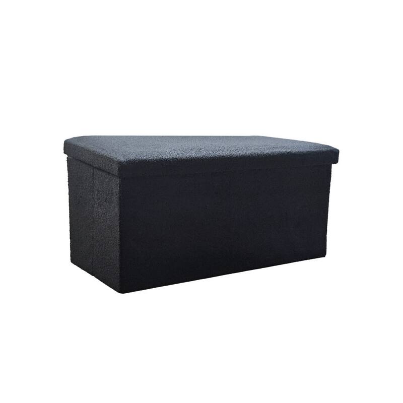 HomeRoots 30" White Boucle Storage Ottoman