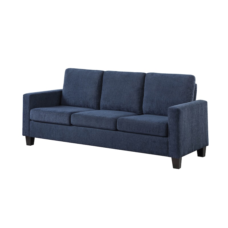 Mihi Sofa, Blue Chenille, 76 Inch, Black Tapered Wood Legs