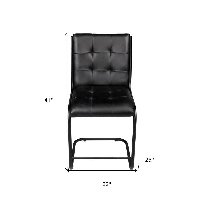 HomeRoots Tufted Black Upholstered Leather Dining Side Chair