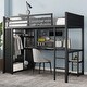 preview thumbnail 3 of 37, TwinXL/FullXL/Queen Size Loft Bed Frame with Built-in Wardrobe