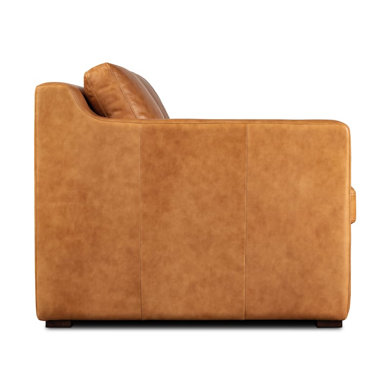Poly and Bark Sorrento Leather Pull-Out Convertible Sleeper Sofa In Cognac Tan