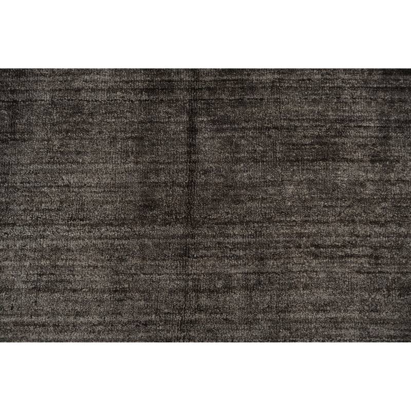 Hand Knotted Oriental Silk Carpet Tribal Contemporary Greys & Charcoal Gabbeh Area Rug - 12' 11'' X 9' 6''