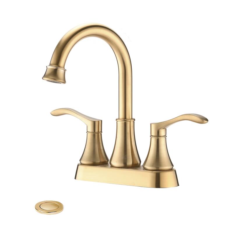 Brushed Gold 2-handle Bathroom Sink Faucet with Drain