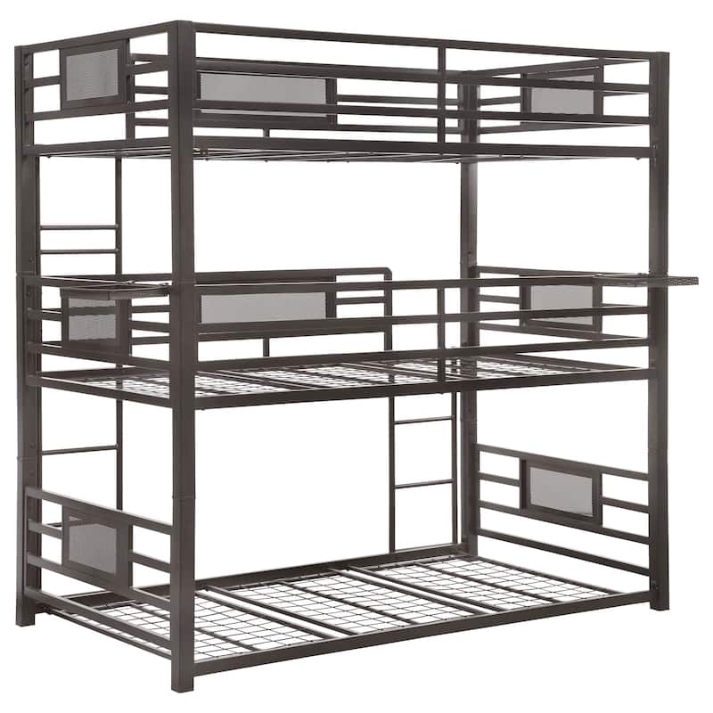 Rogen Dark Bronze Metal Frame Triple Bunk Bed