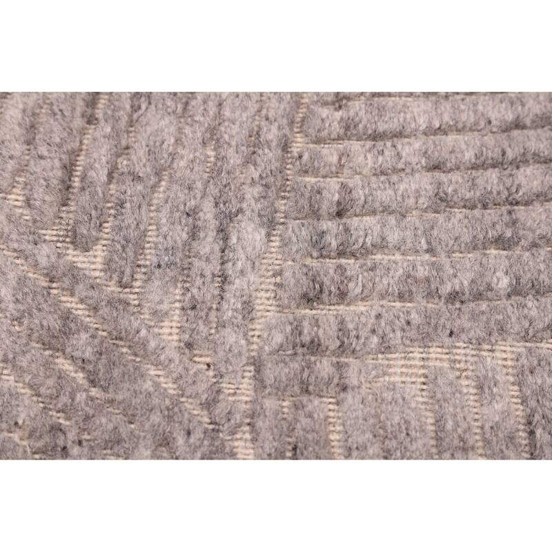 ECARPETGALLERY Hand Loomed Elysian Grey Wool Rug - 8'0 x 9'8
