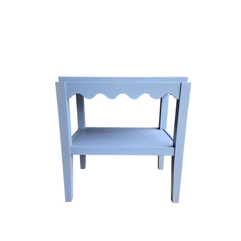 Carolina Chair & Table Rectangular Side Table, Mango Wood, Decorative Scallop Edge, 17L x 28W x 28H inches