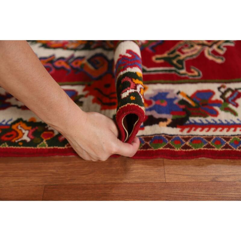 Hand Knotted Oriental 100% Wool Carpet Traditional Floral Red Bakhtiari Area Rug - 4' 6'' X 3' 5''