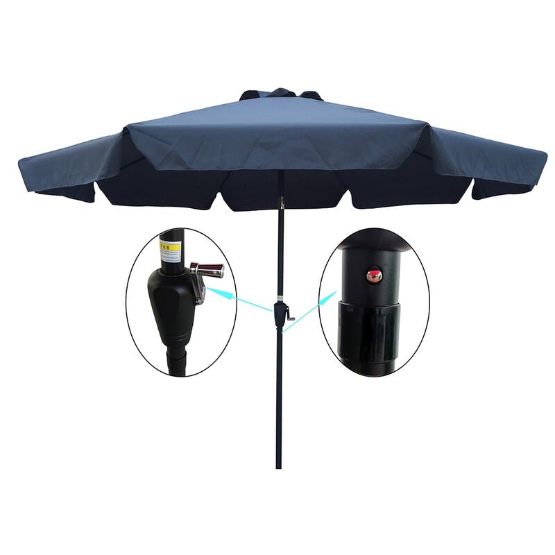 10 ft Patio Umbrella Market Round Umbrella Outdoor Garden Umbrellas with Crank and Push Button Tilt - Dark Grey