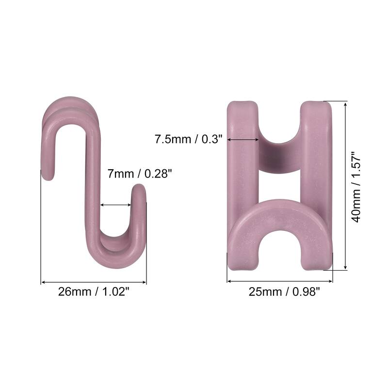 Clothes Hanger Connector Hooks, 30Pcs - ABS Hanger Extender Hooks - Wine Red