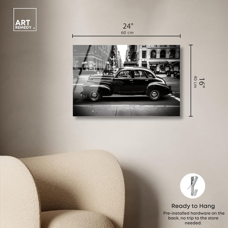 Vintage Car in New York Acrylic by Art Remedy, Ready to Hang