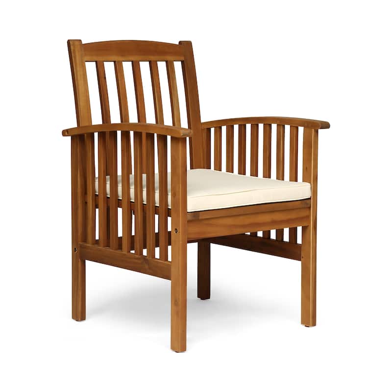 Casa Outdoor Acacia Wood Dining Chairs with Cushions (Set of 2) by Christopher Knight Home