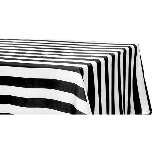 Stripe Satin Rectangular Tablecloth 90"x132" - Black & White, 1 Piece