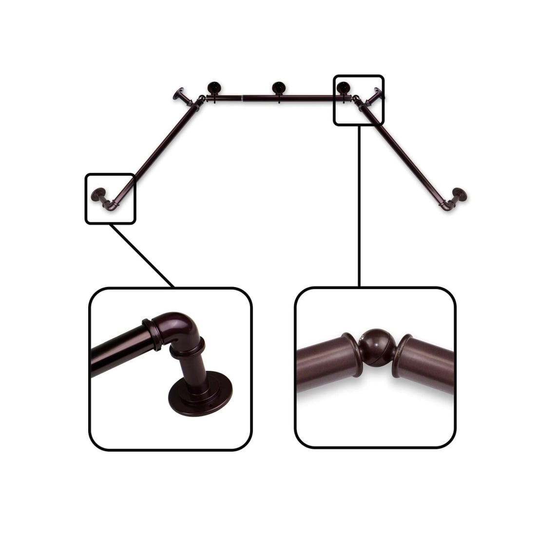 InStyleDesign 1 inch Pipe Style Bay Curtain Rod - n/a