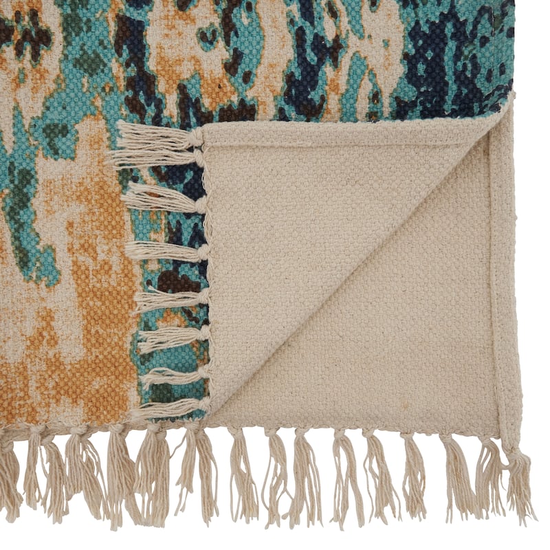 Cotton Rug Runner With Distressed Design