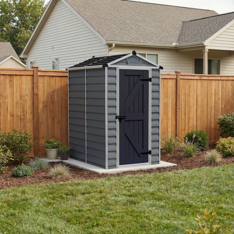 SkyLight D Dark Gray Deco Plastic Garden Outdoor Storage Shed - 4 ft. x 6 ft.