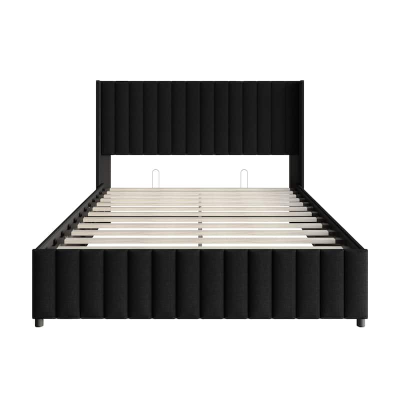 CraftPorch Minimalist Wingback Platform Lift Up Storage Bed
